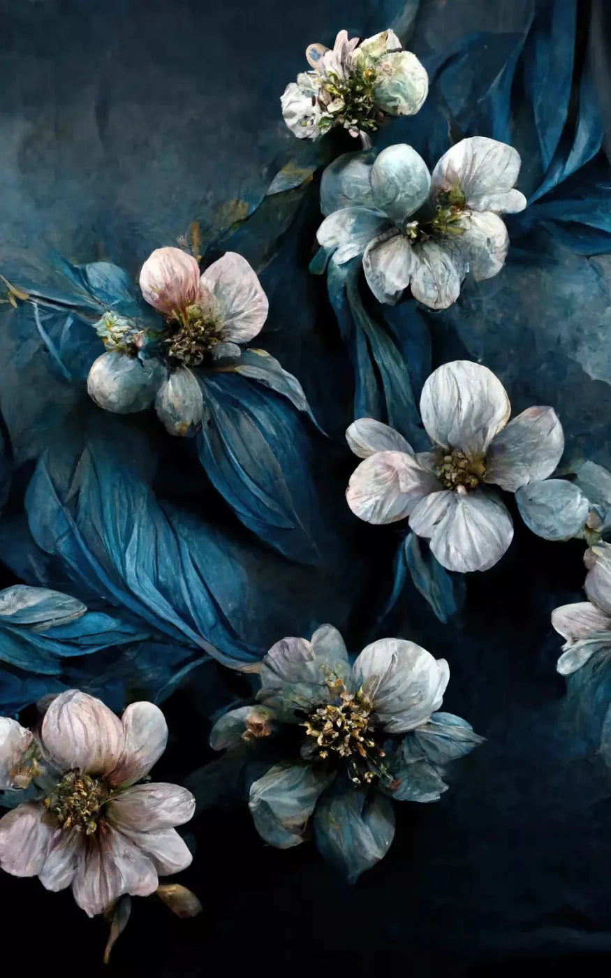 Denim Florals 9X14 Ultracloth ( 108 X 168 Inch ) Backdrop