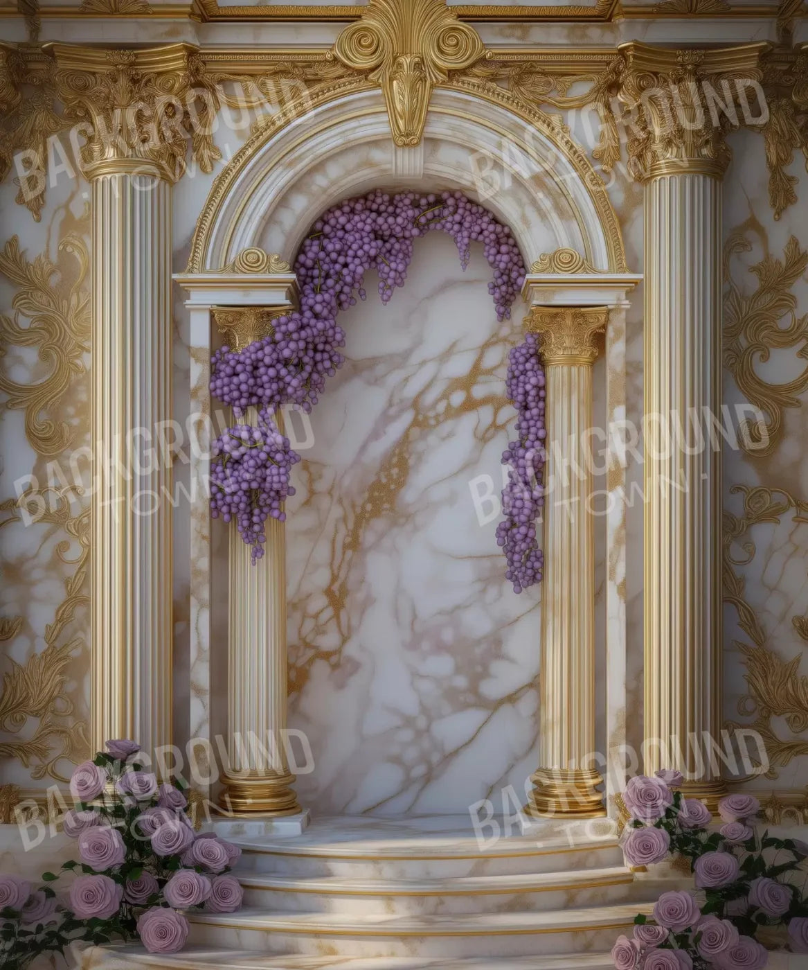White Gold Purple Backdrop for Photography
