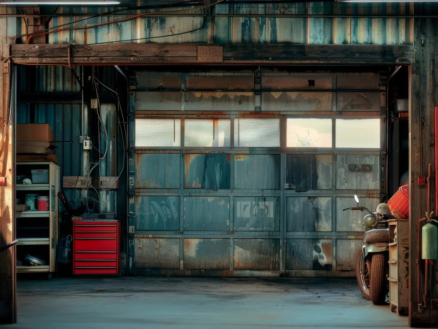 Dirty Garage 8’x6’ Fleece (96 x 72 inch) Backdrop