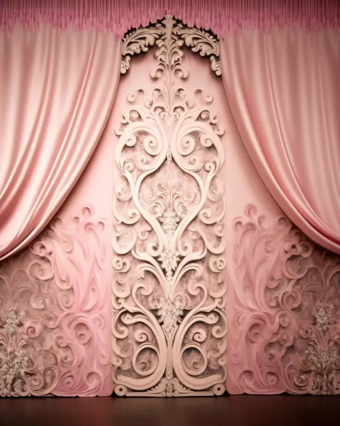 Doll House Curtains Iii 8’X10’ Fleece (96 X 120 Inch) Backdrop