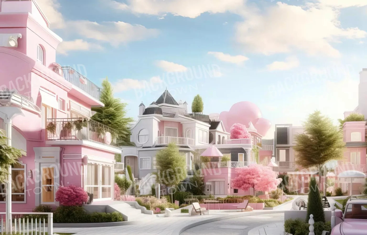Doll House Neighborhood 12X8 Ultracloth ( 144 X 96 Inch ) Backdrop
