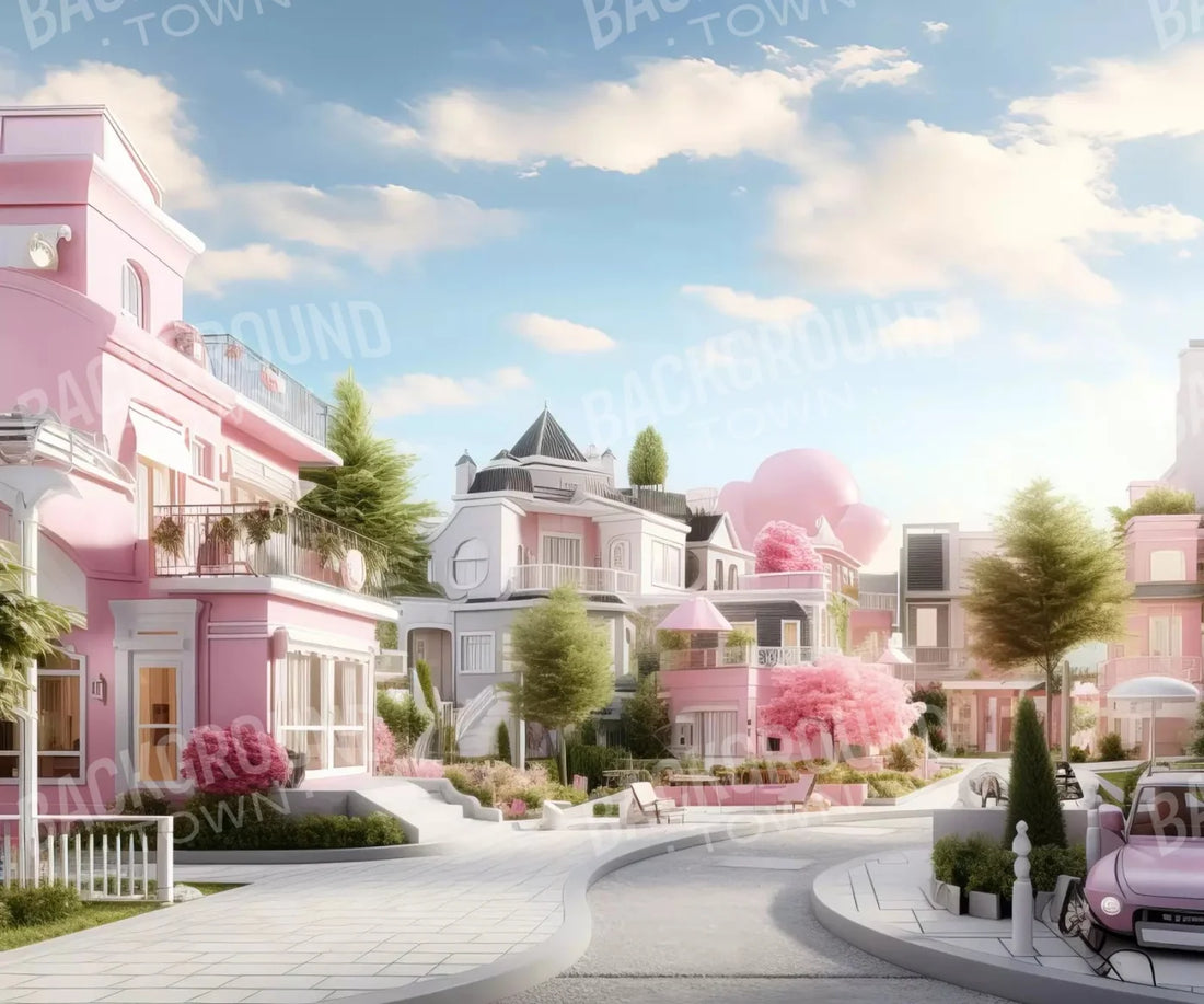 Doll House Neighborhood 5X42 Fleece ( 60 X 50 Inch ) Backdrop