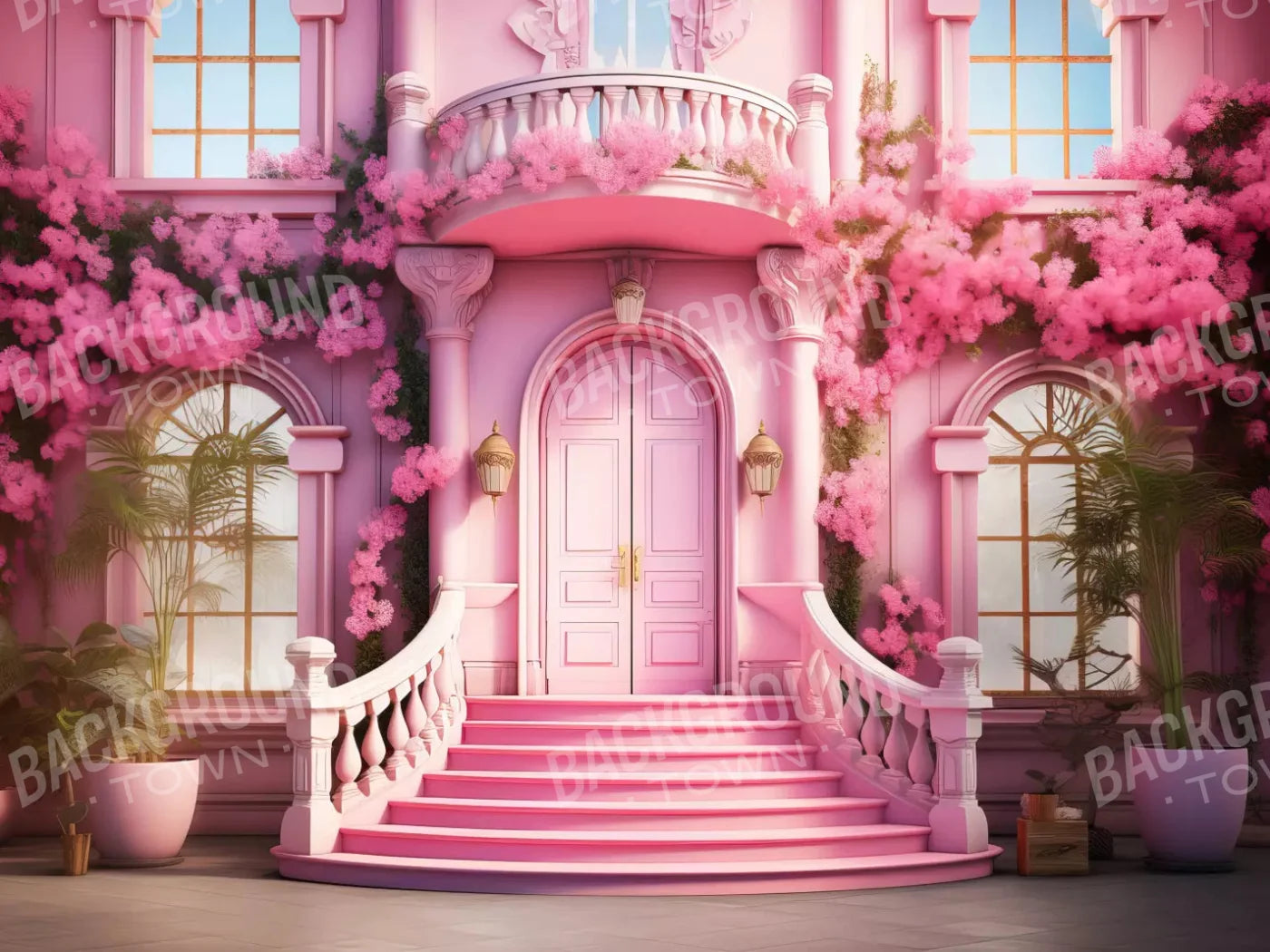 Doll House Grand Entrance 10X8 Fleece ( 120 X 96 Inch ) Backdrop