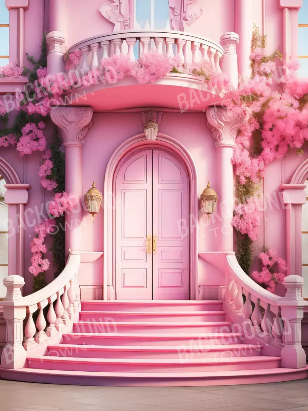 Doll House Grand Entrance 8X10 Fleece ( 96 X 120 Inch ) Backdrop