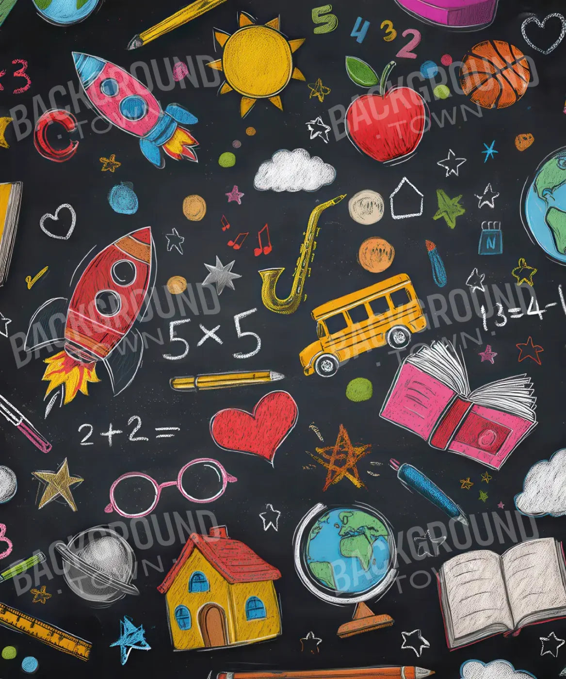 Doodle Chalkboard2 10’x12’ UltraCloth (120 x 144 inch) Backdrop