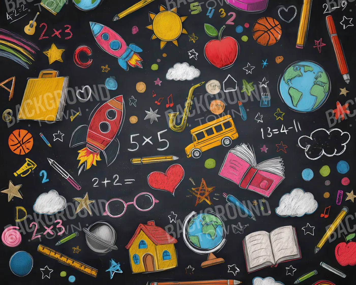Doodle Chalkboard2 10’x8’ Fleece (120 x 96 inch) Backdrop