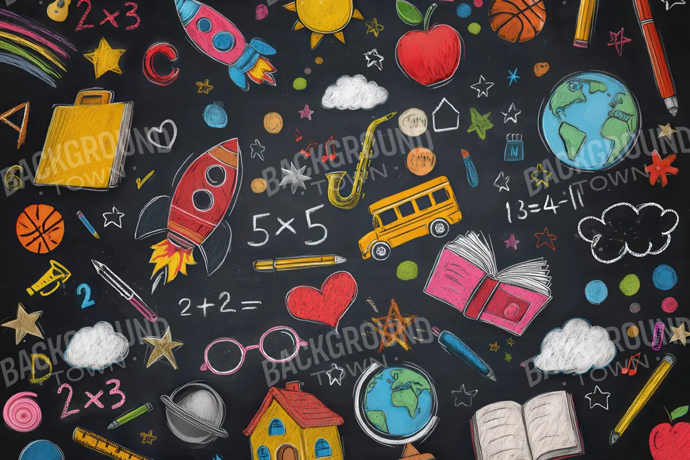 Doodle Chalkboard2 12’x8’ UltraCloth (144 x 96 inch) Backdrop