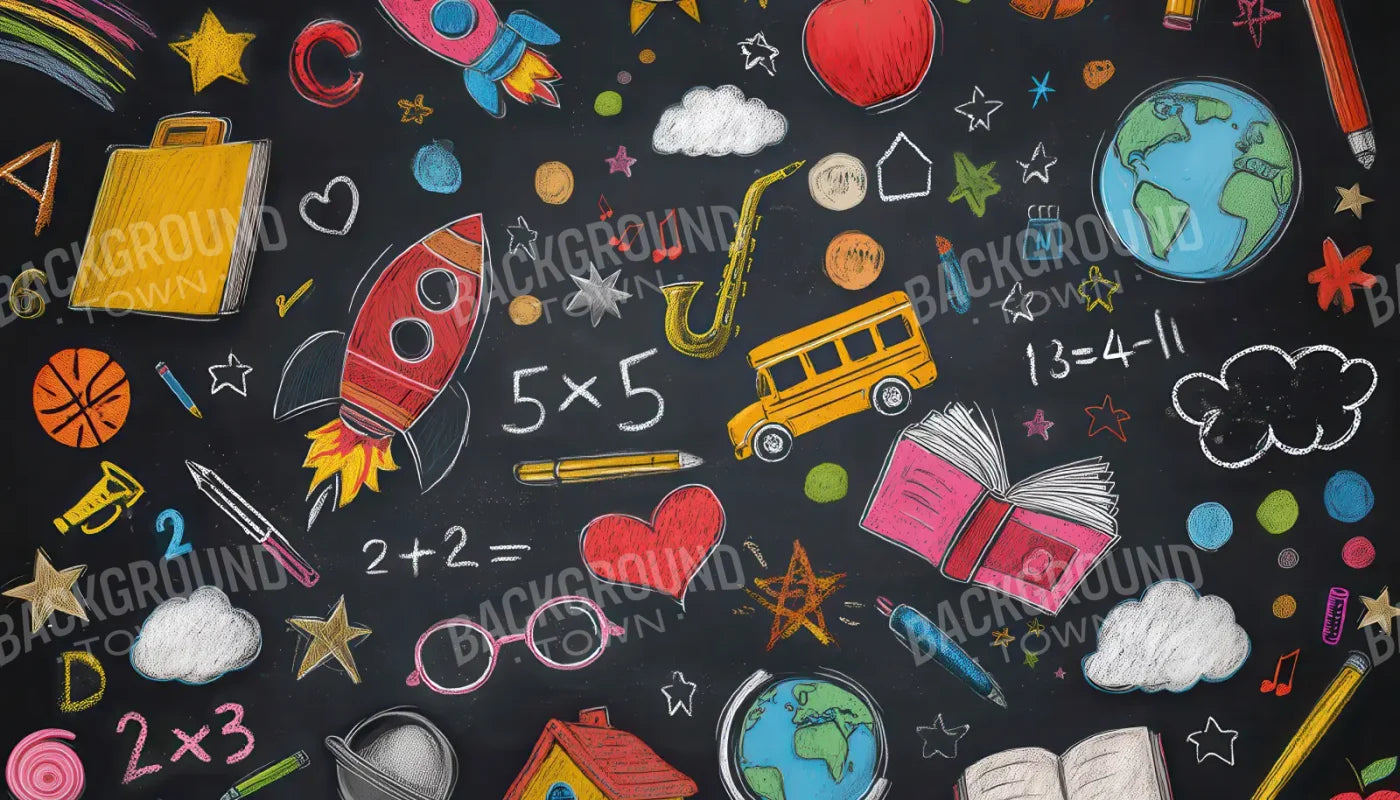Doodle Chalkboard2 14’x8’ UltraCloth (168 x 96 inch) Backdrop