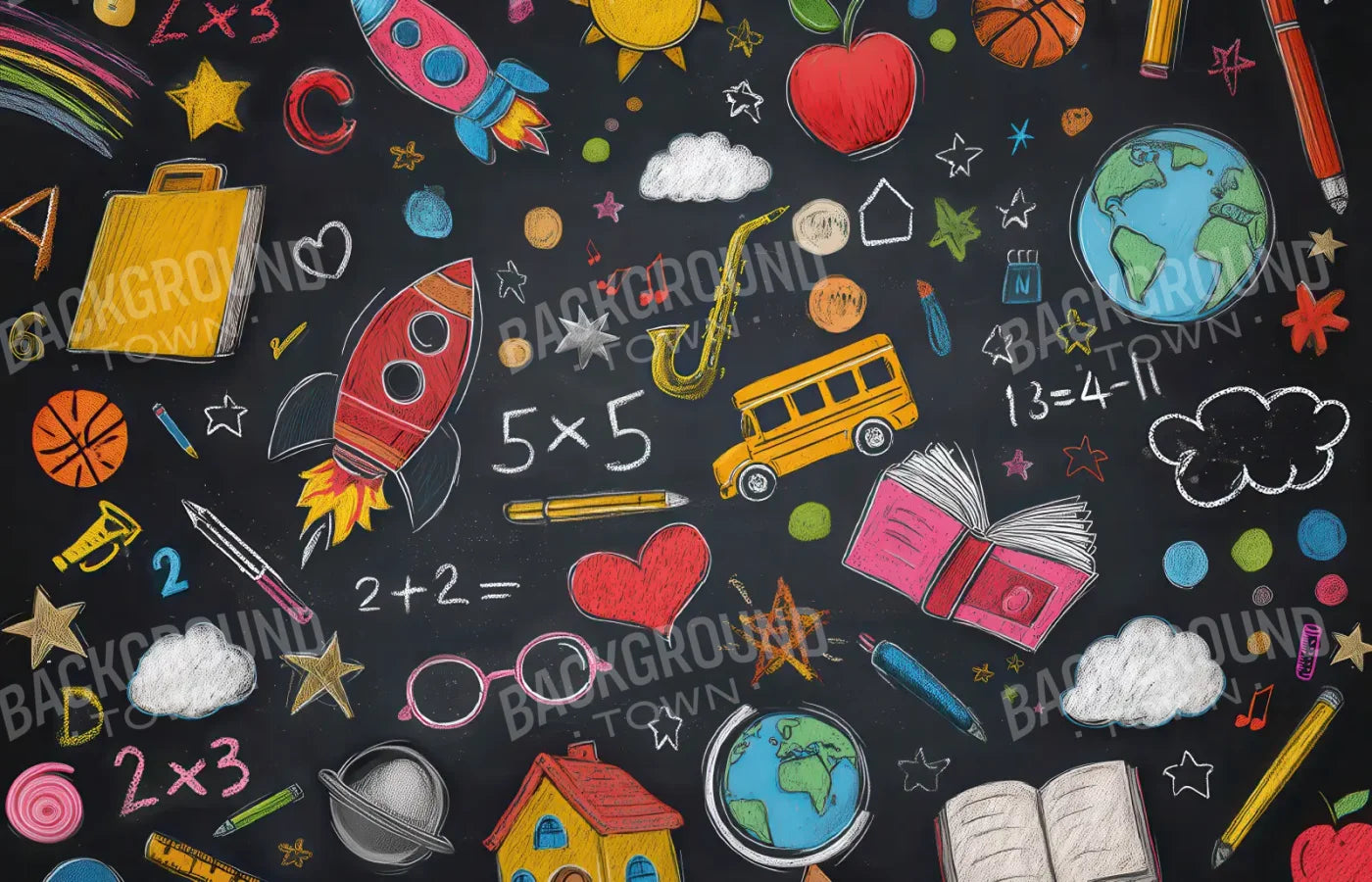 Doodle Chalkboard2 14’x9’ UltraCloth (168 x 108 inch) Backdrop