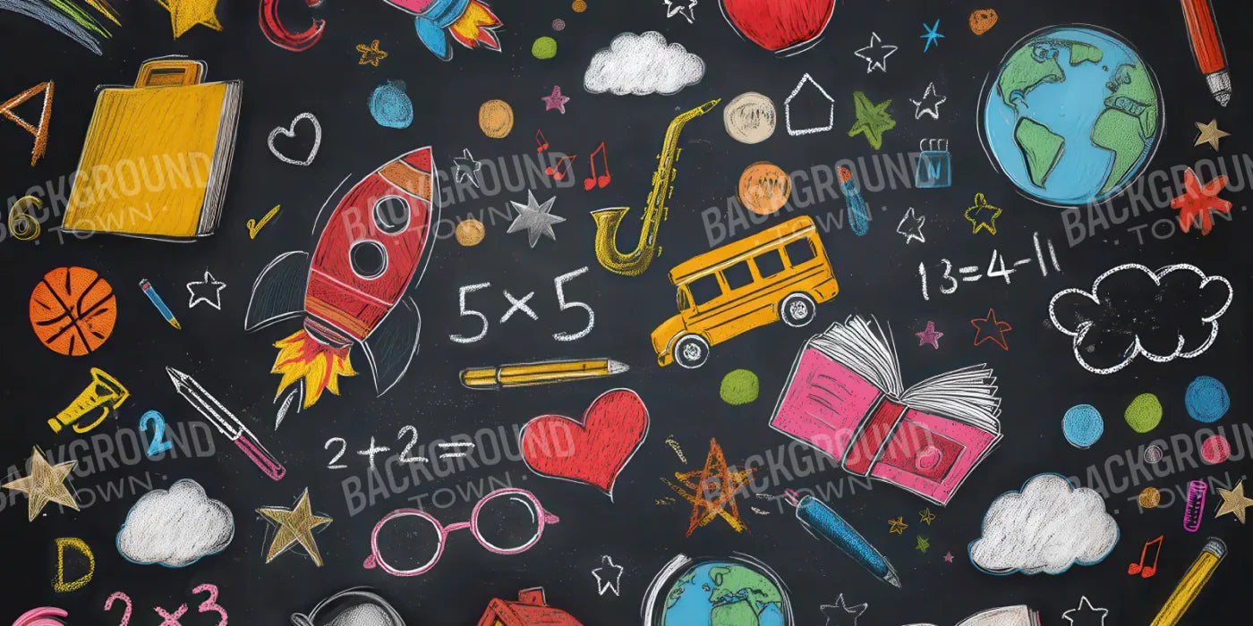 Doodle Chalkboard2 16’x8’ UltraCloth (192 x 96 inch) Backdrop
