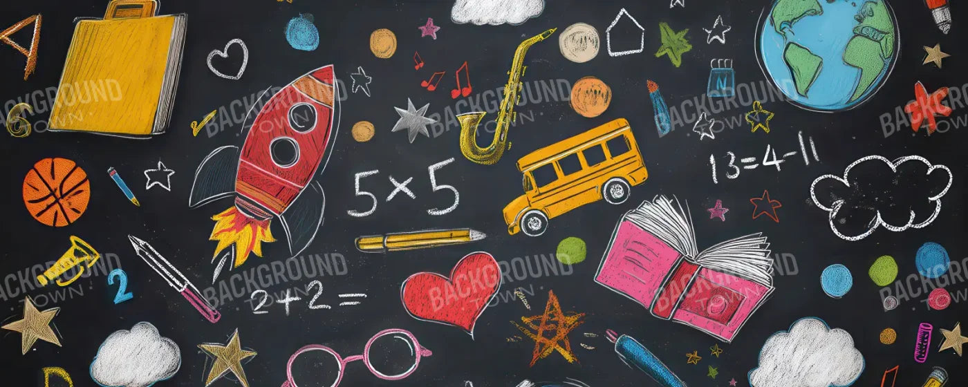 Doodle Chalkboard2 20’x8’ UltraCloth (240 x 96 inch) Backdrop