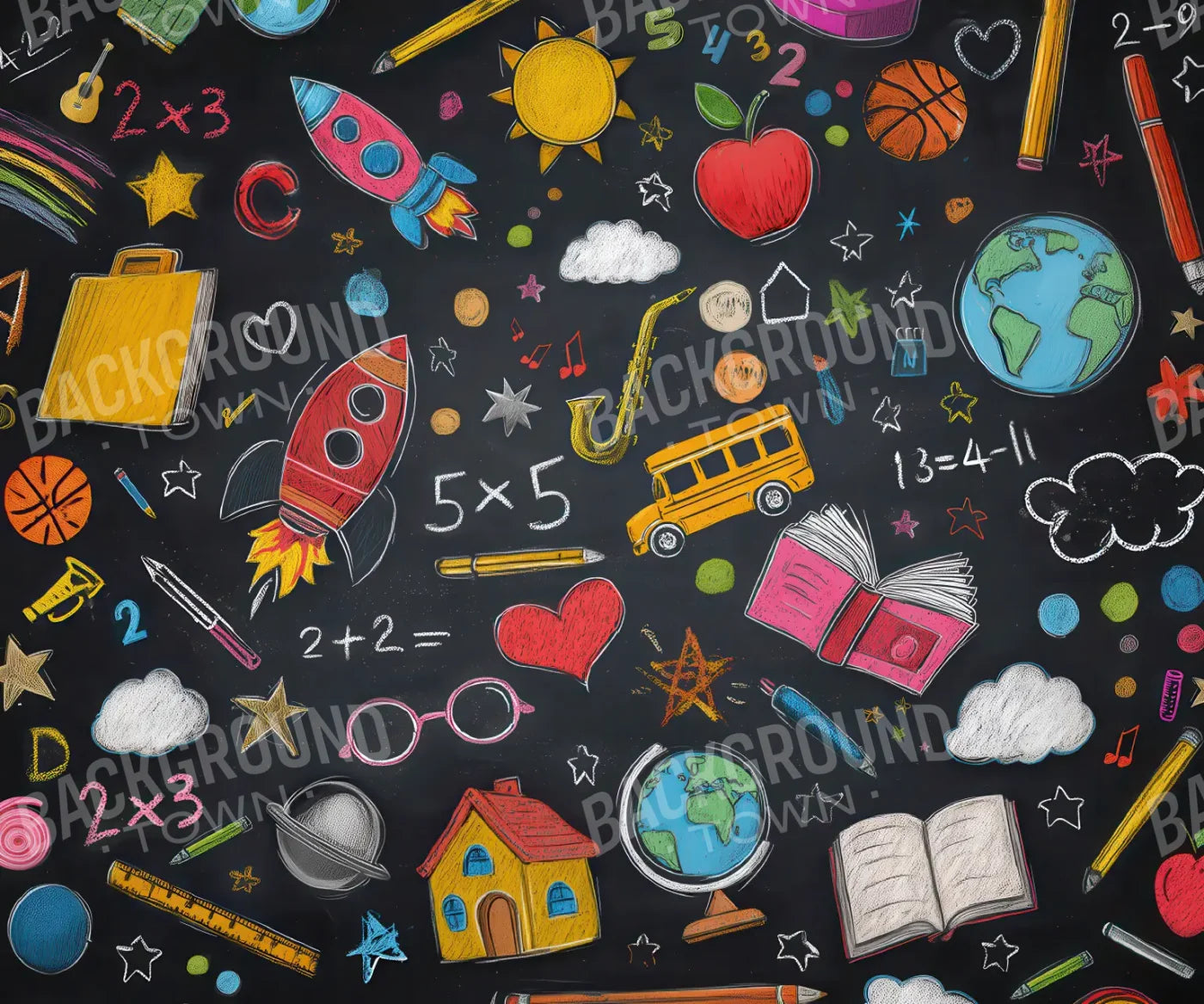 Doodle Chalkboard2 5’x4’2 Fleece (60 x 50 inch) Backdrop