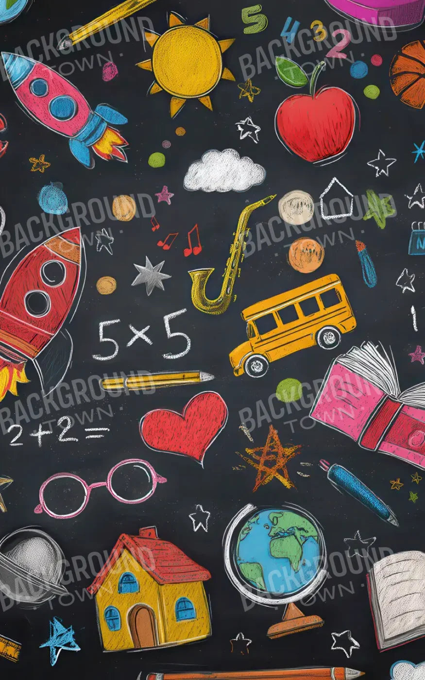 Doodle Chalkboard2 5’x8’ UltraCloth (60 x 96 inch) Backdrop