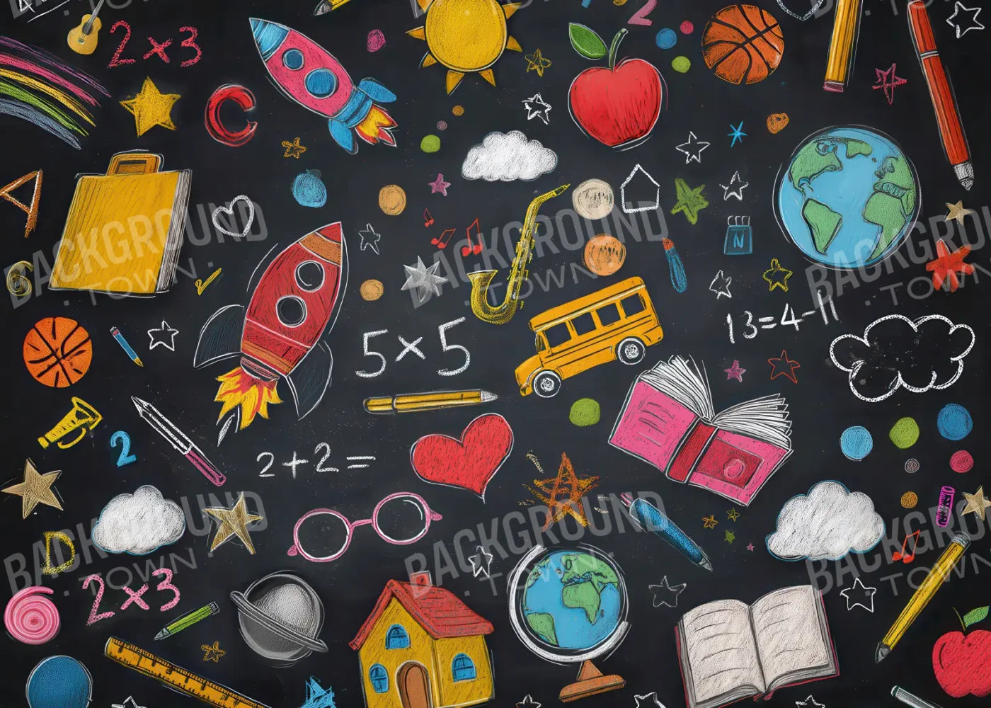 Doodle Chalkboard2 7’x5’ UltraCloth (84 x 60 inch) Backdrop