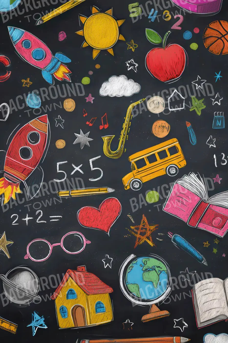 Doodle Chalkboard2 8’x12’ UltraCloth (96 x 144 inch) Backdrop