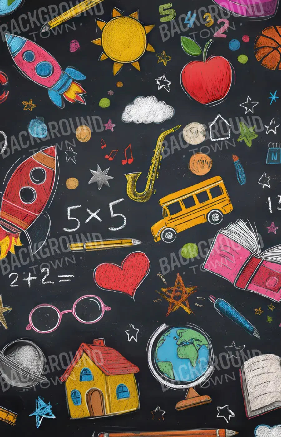 Doodle Chalkboard2 9’x14’ UltraCloth (108 x 168 inch) Backdrop