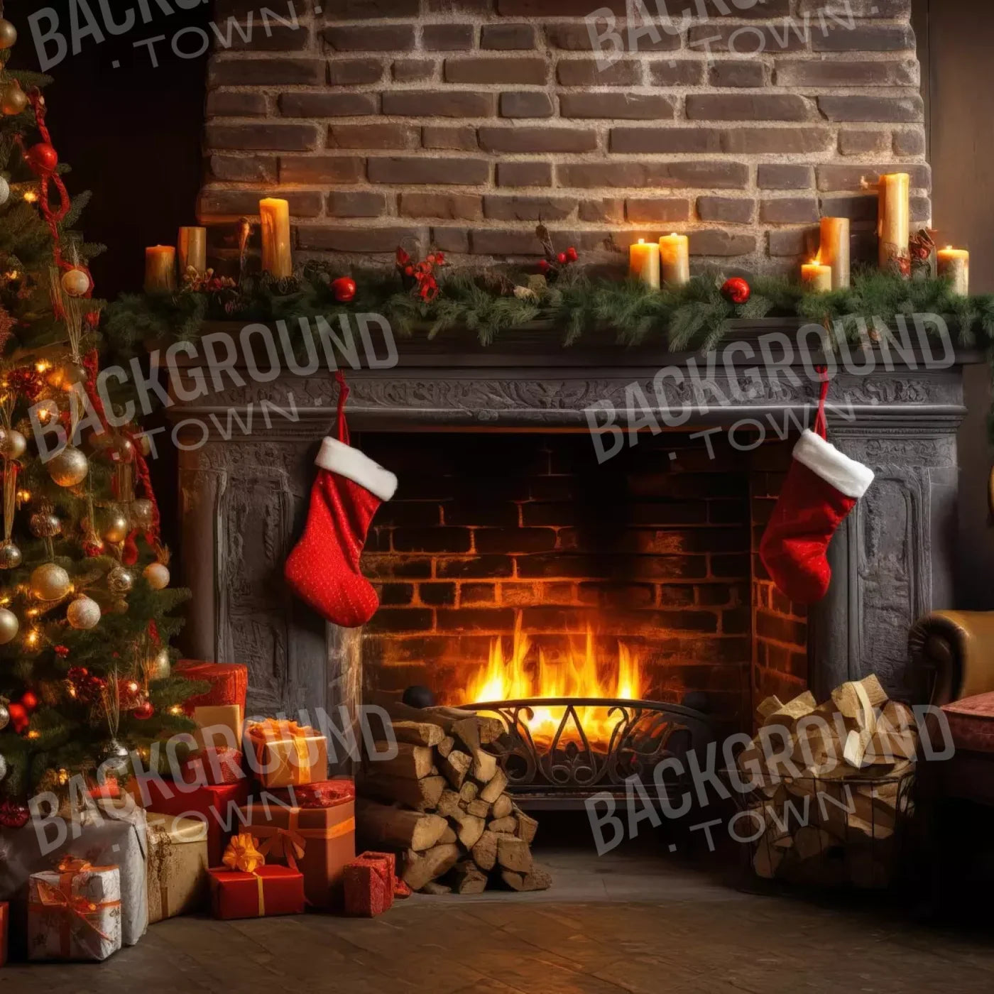 Down Through The Chimney Ii 8’X8’ Fleece (96 X Inch) Backdrop