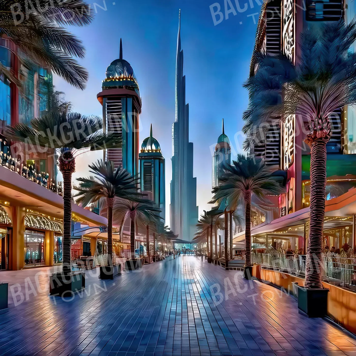 Dubai At Night 10’x10’ UltraCloth (120 x 120 inch) Backdrop