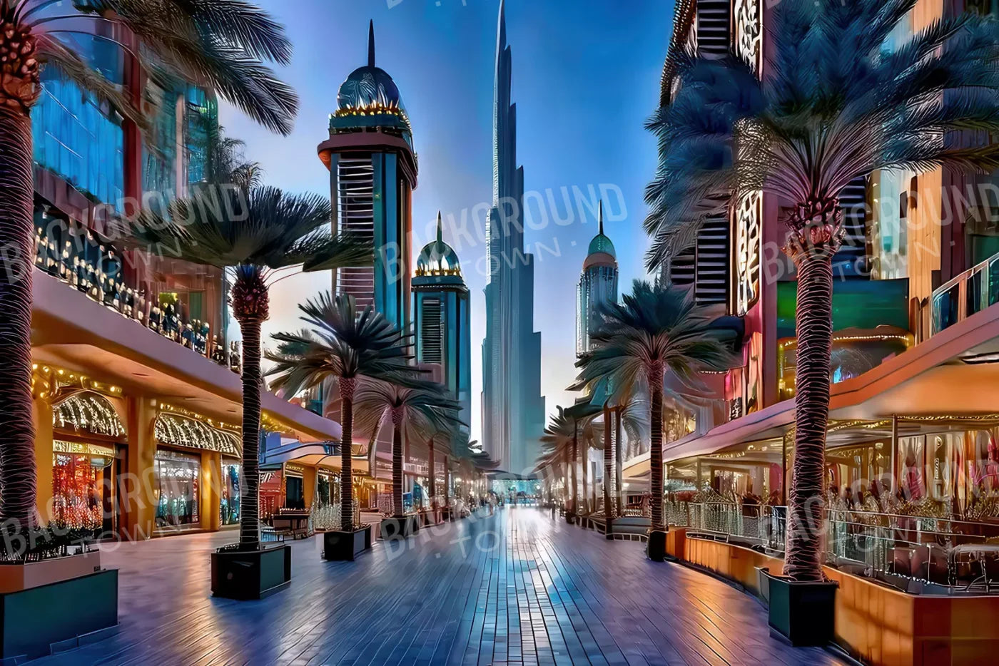 Dubai At Night 12’x8’ UltraCloth (144 x 96 inch) Backdrop