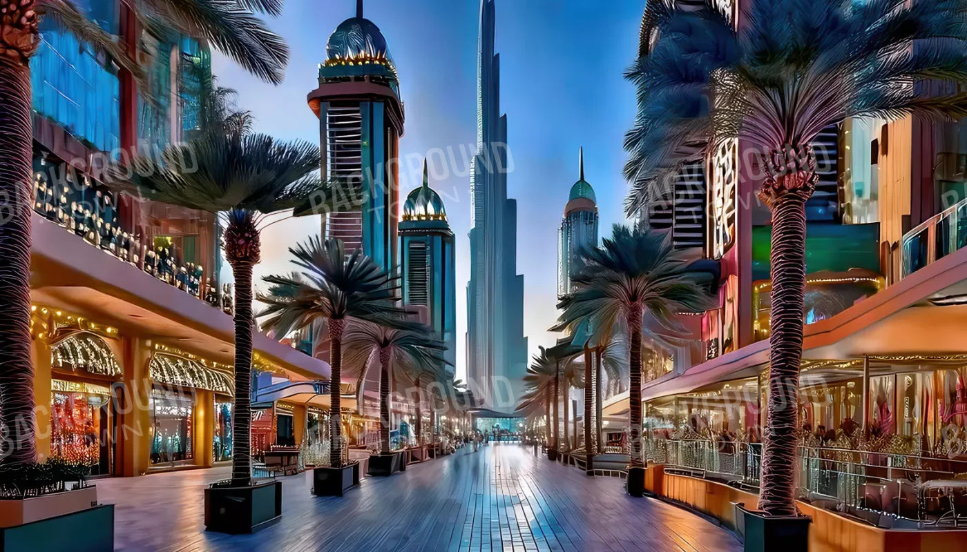 Dubai At Night 14’x8’ UltraCloth (168 x 96 inch) Backdrop
