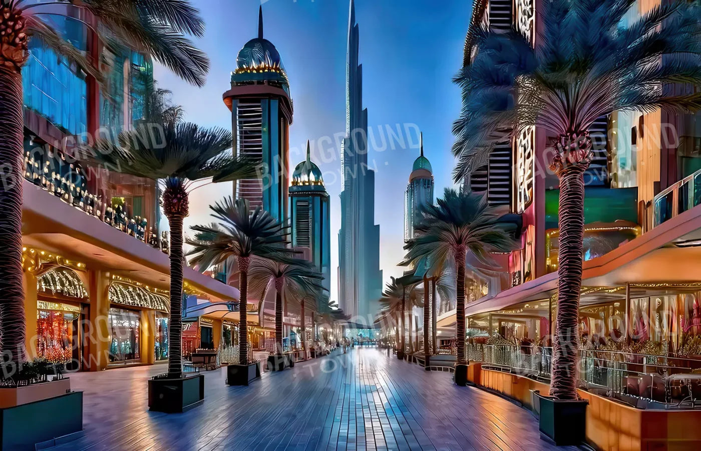 Dubai At Night 14’x9’ UltraCloth (168 x 108 inch) Backdrop