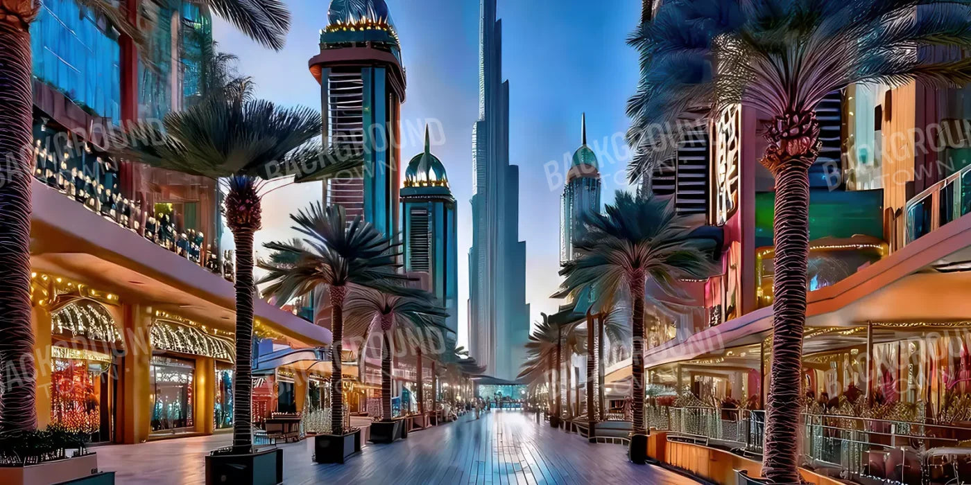 Dubai At Night 16’x8’ UltraCloth (192 x 96 inch) Backdrop