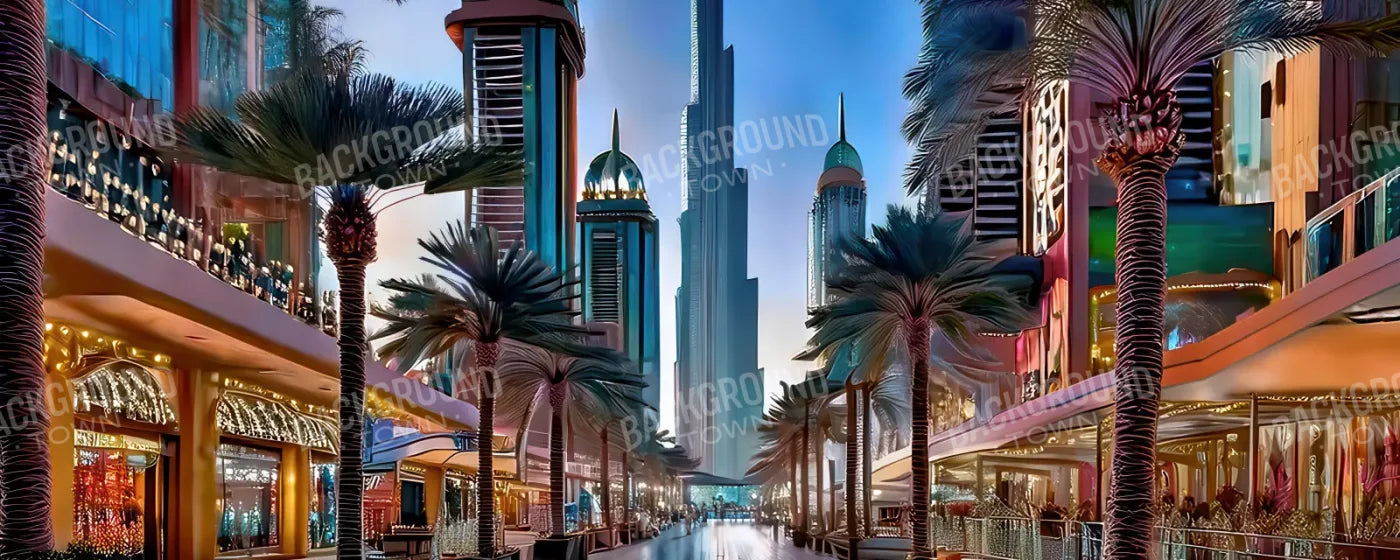 Dubai At Night 20’x8’ UltraCloth (240 x 96 inch) Backdrop