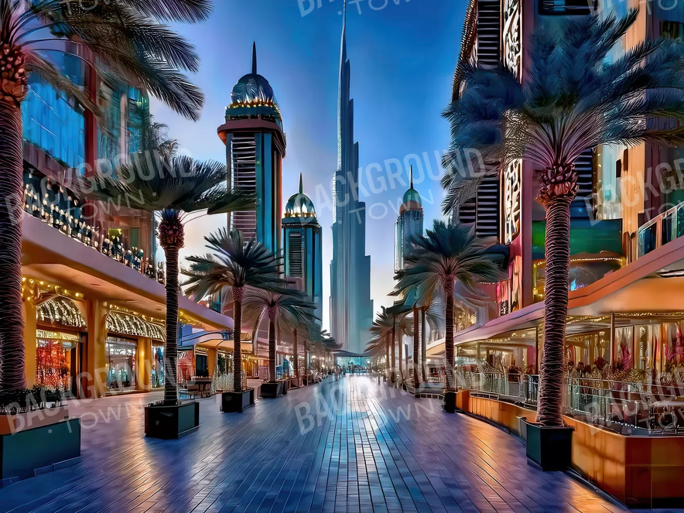 Dubai At Night 6’8x5’ Fleece (80 x 60 inch) Backdrop