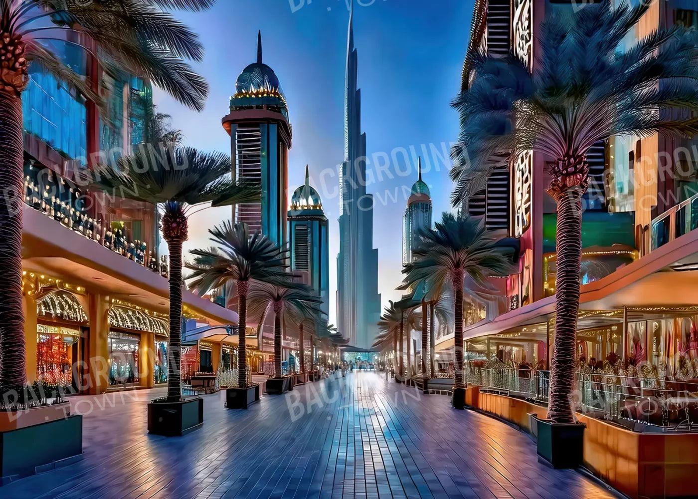 Dubai At Night 7’x5’ UltraCloth (84 x 60 inch) Backdrop