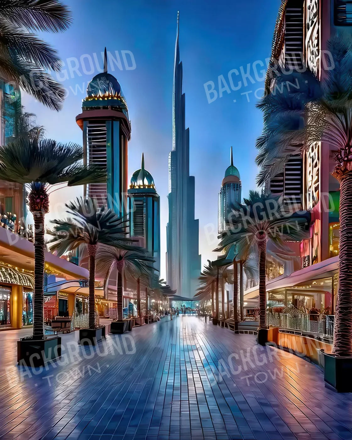 Dubai At Night 8’x10’ Fleece (96 x 120 inch) Backdrop