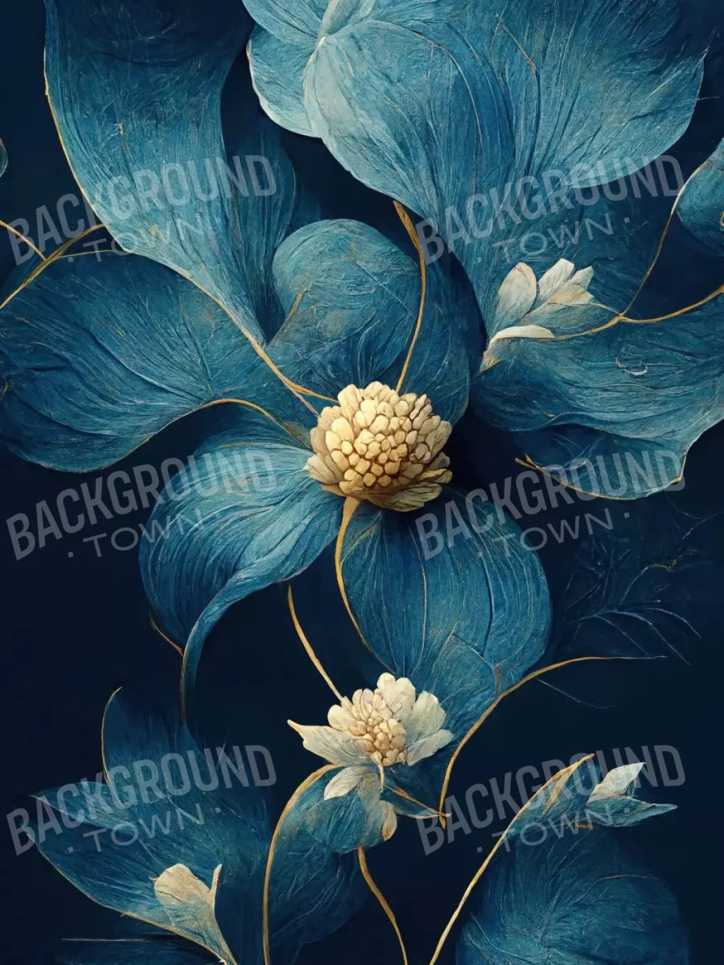 Dusty Blue Poppy 5X68 Fleece ( 60 X 80 Inch ) Backdrop