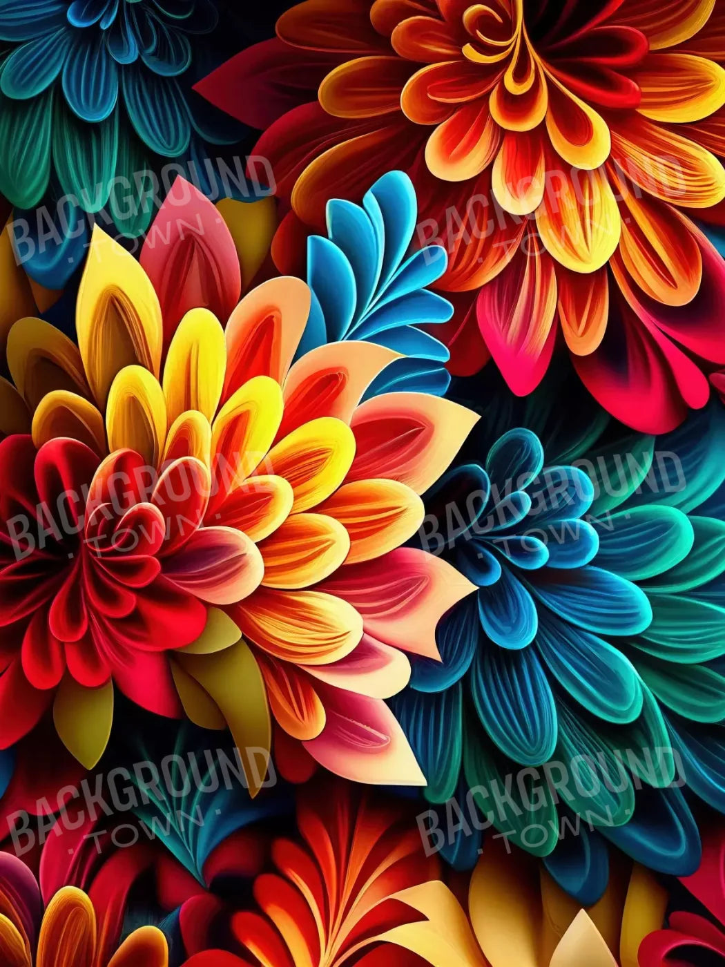 Dynamic Dahlias 5’X6’8 Fleece (60 X 80 Inch) Backdrop