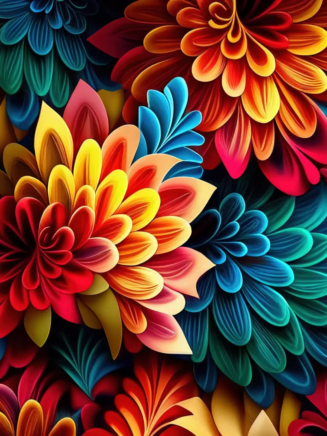 Dynamic Dahlias 6’X8’ Fleece (72 X 96 Inch) Backdrop