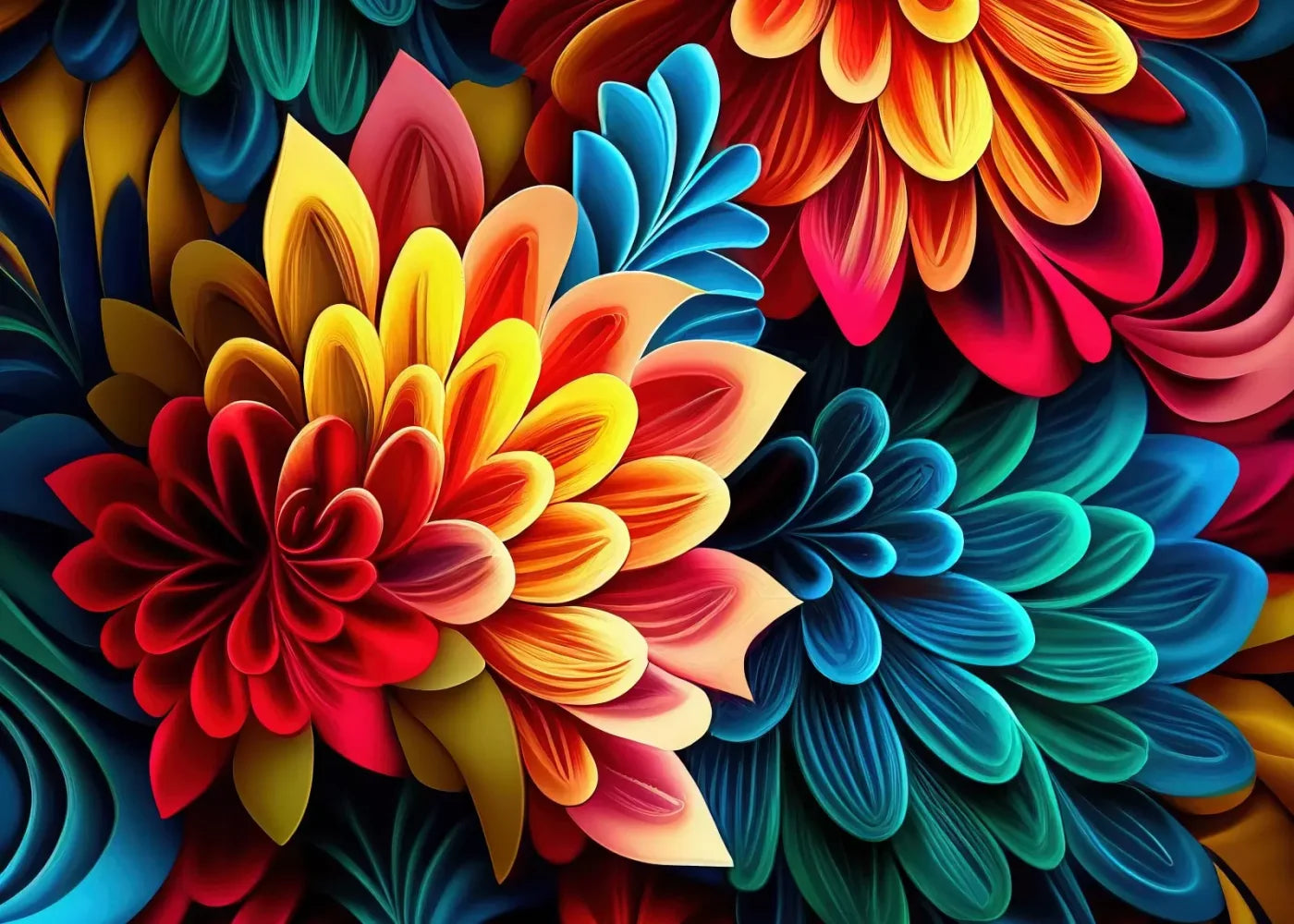 Dynamic Dahlias 7’X5’ Ultracloth (84 X 60 Inch) Backdrop