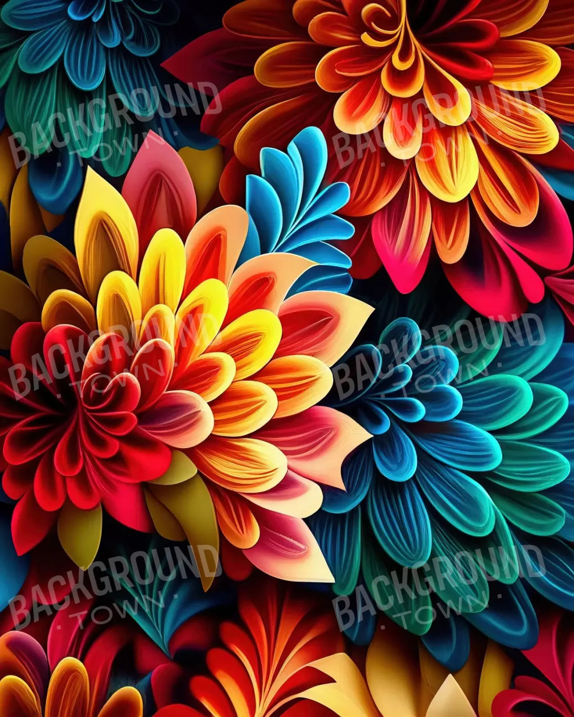 Dynamic Dahlias 8’X10’ Fleece (96 X 120 Inch) Backdrop