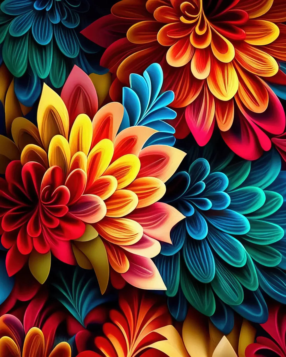 Dynamic Dahlias 8’X10’ Fleece (96 X 120 Inch) Backdrop