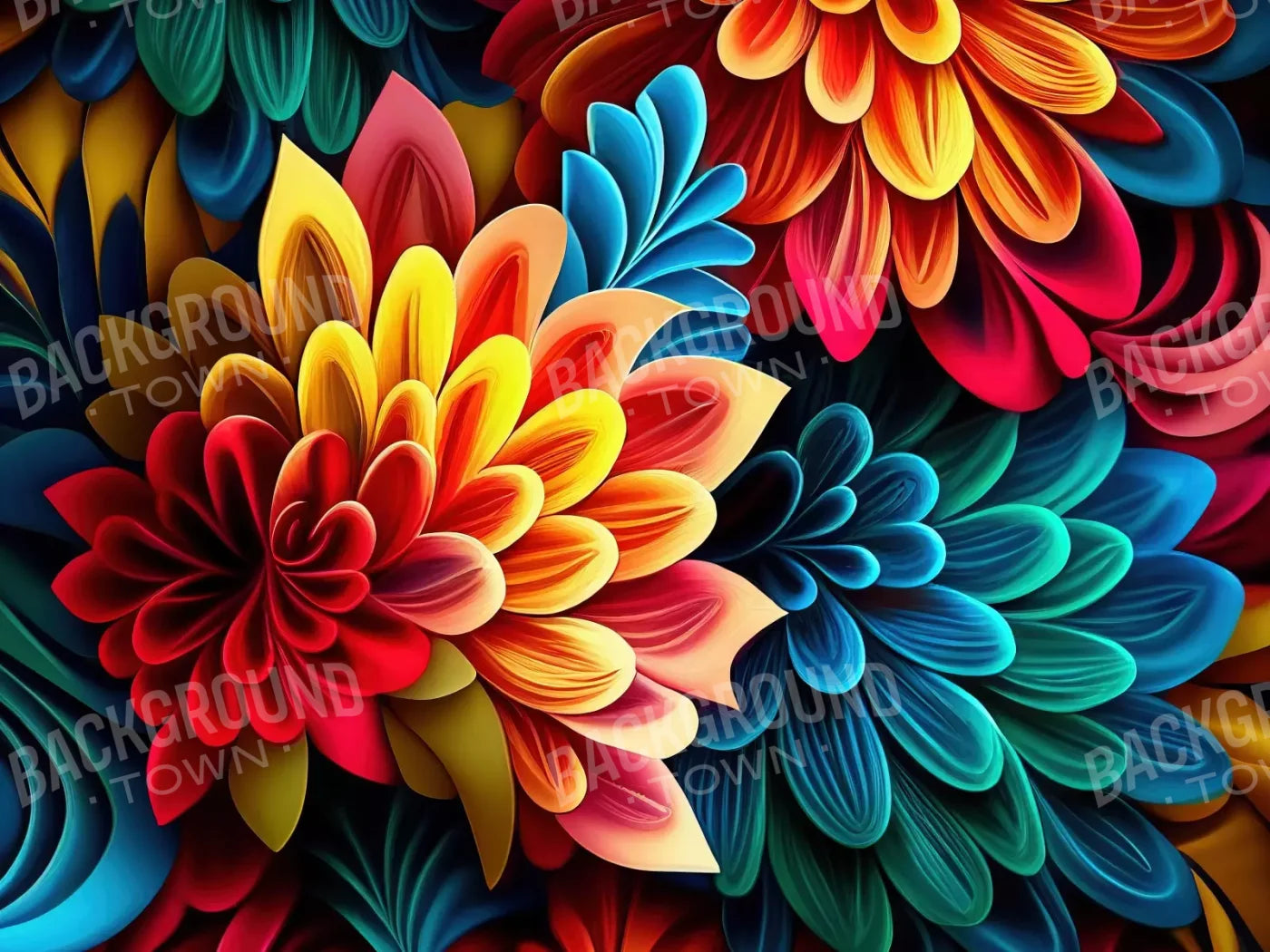 Dynamic Dahlias 8’X6’ Fleece (96 X 72 Inch) Backdrop