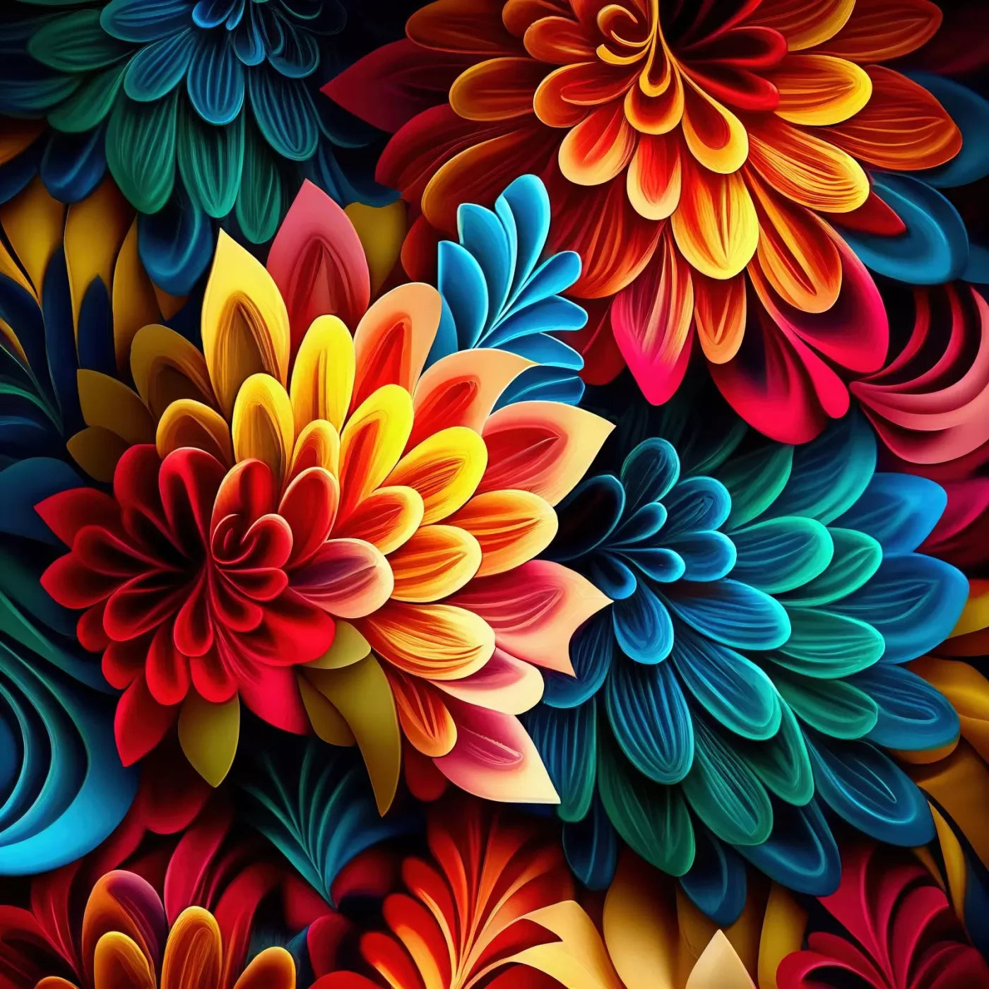Dynamic Dahlias 8’X8’ Fleece (96 X Inch) Backdrop