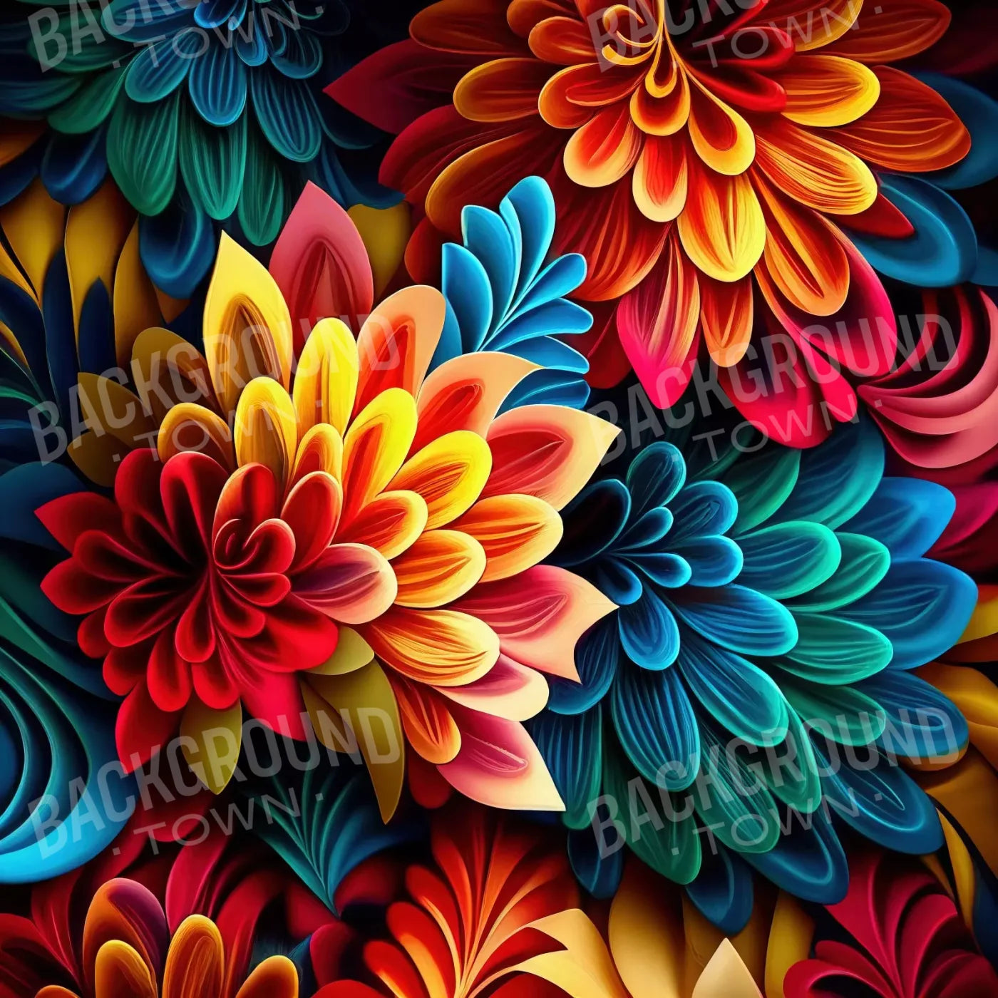 Dynamic Dahlias 8’X8’ Fleece (96 X Inch) Backdrop