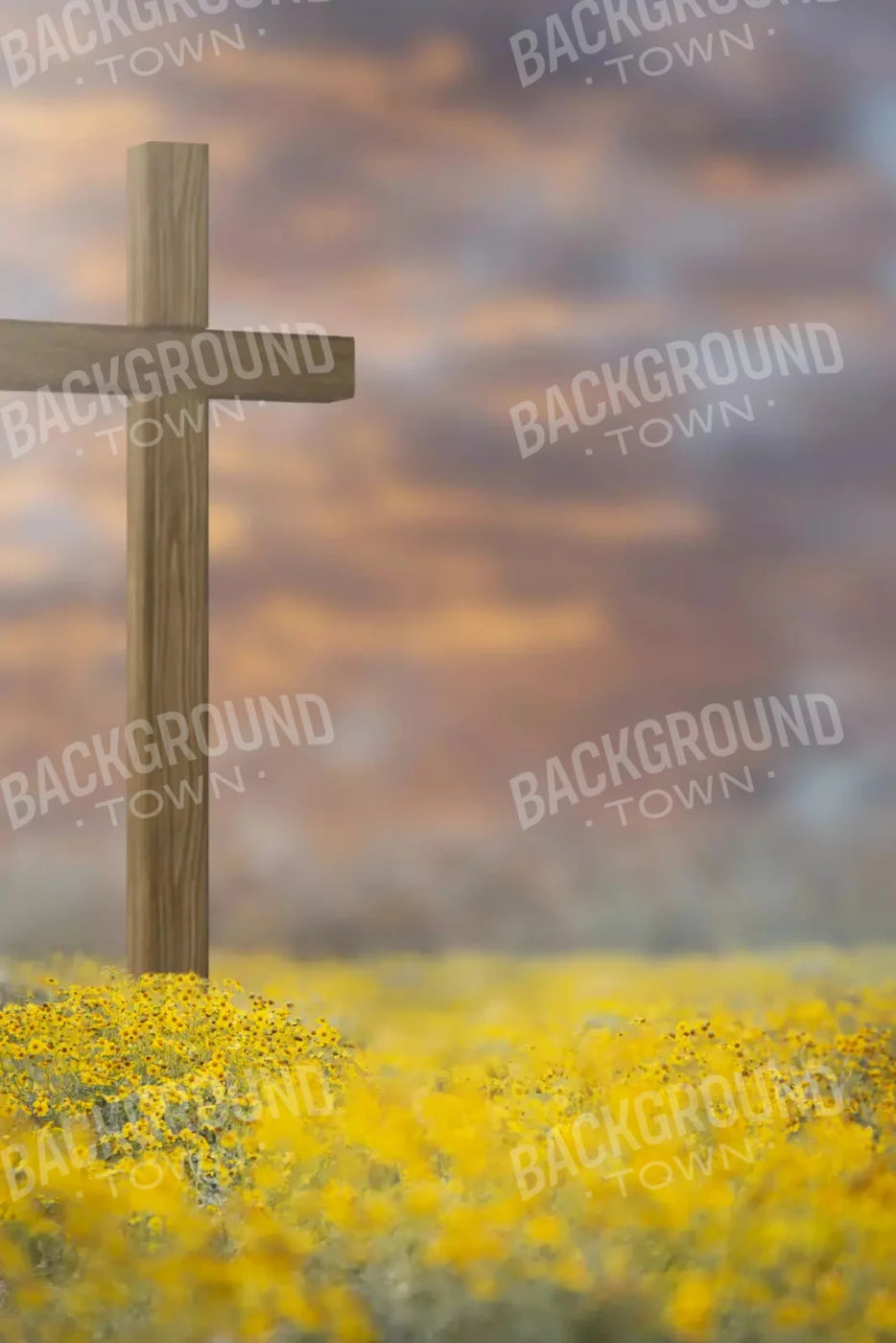 Easter Cross In Flowers 1 5X8 Ultracloth ( 60 X 96 Inch ) Backdrop