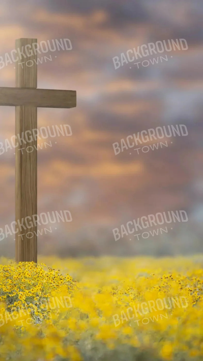 Easter Cross In Flowers 1 8X14 Ultracloth ( 96 X 168 Inch ) Backdrop