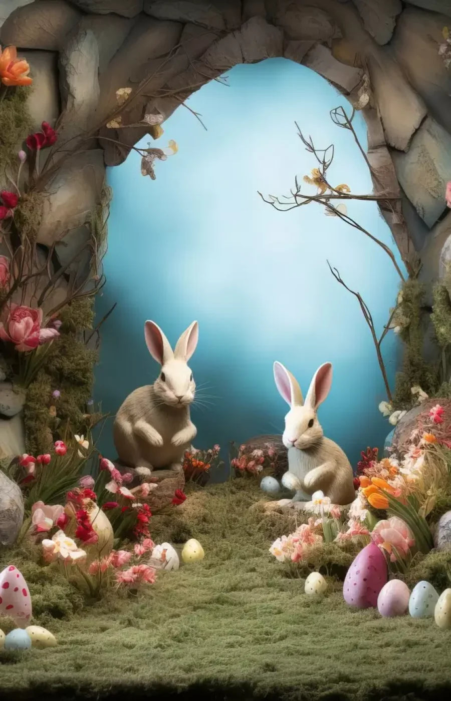 Easter Town 9’X14’ Ultracloth (108 X 168 Inch) Backdrop