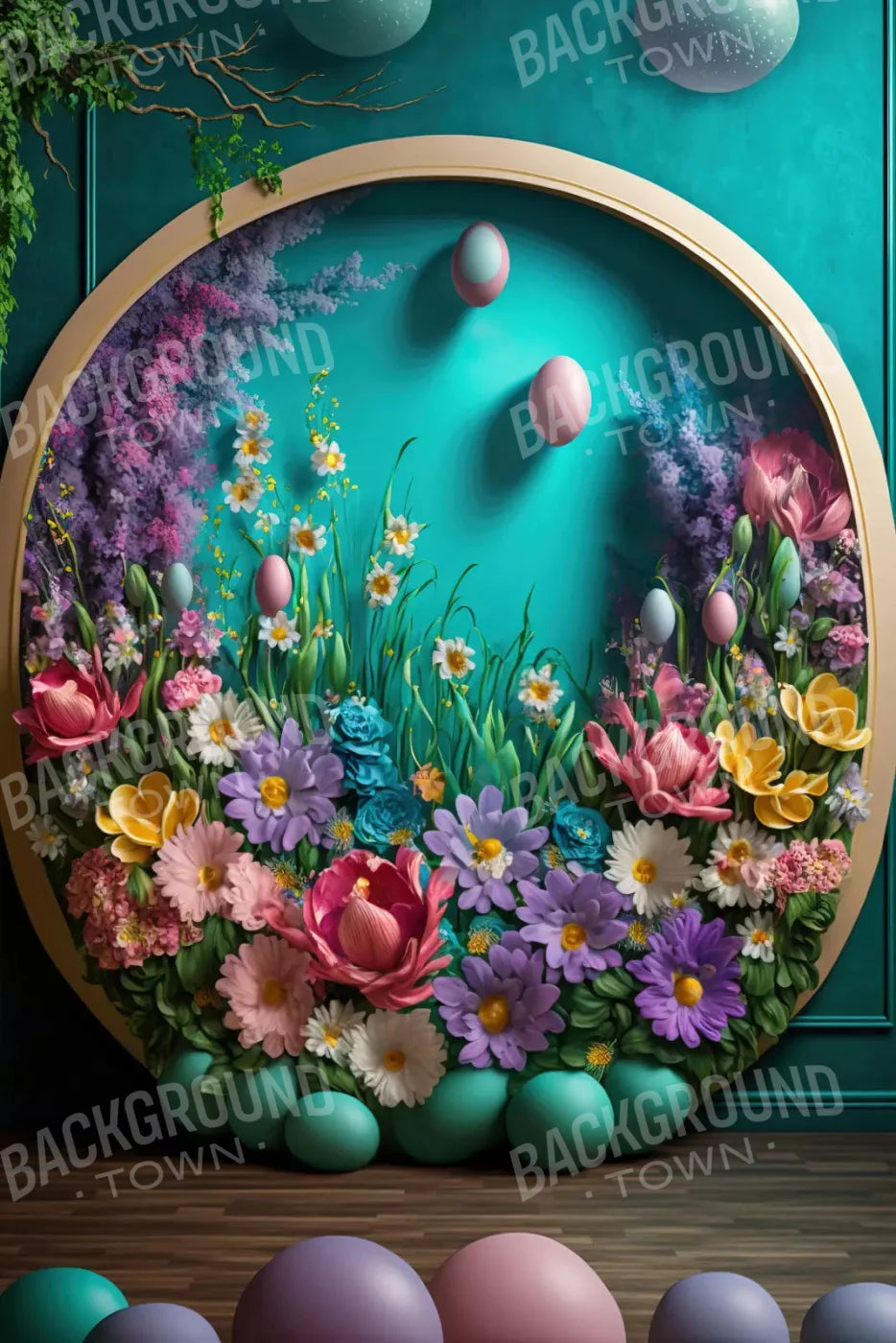 Easter Wreath 2 5X8 Ultracloth ( 60 X 96 Inch ) Backdrop