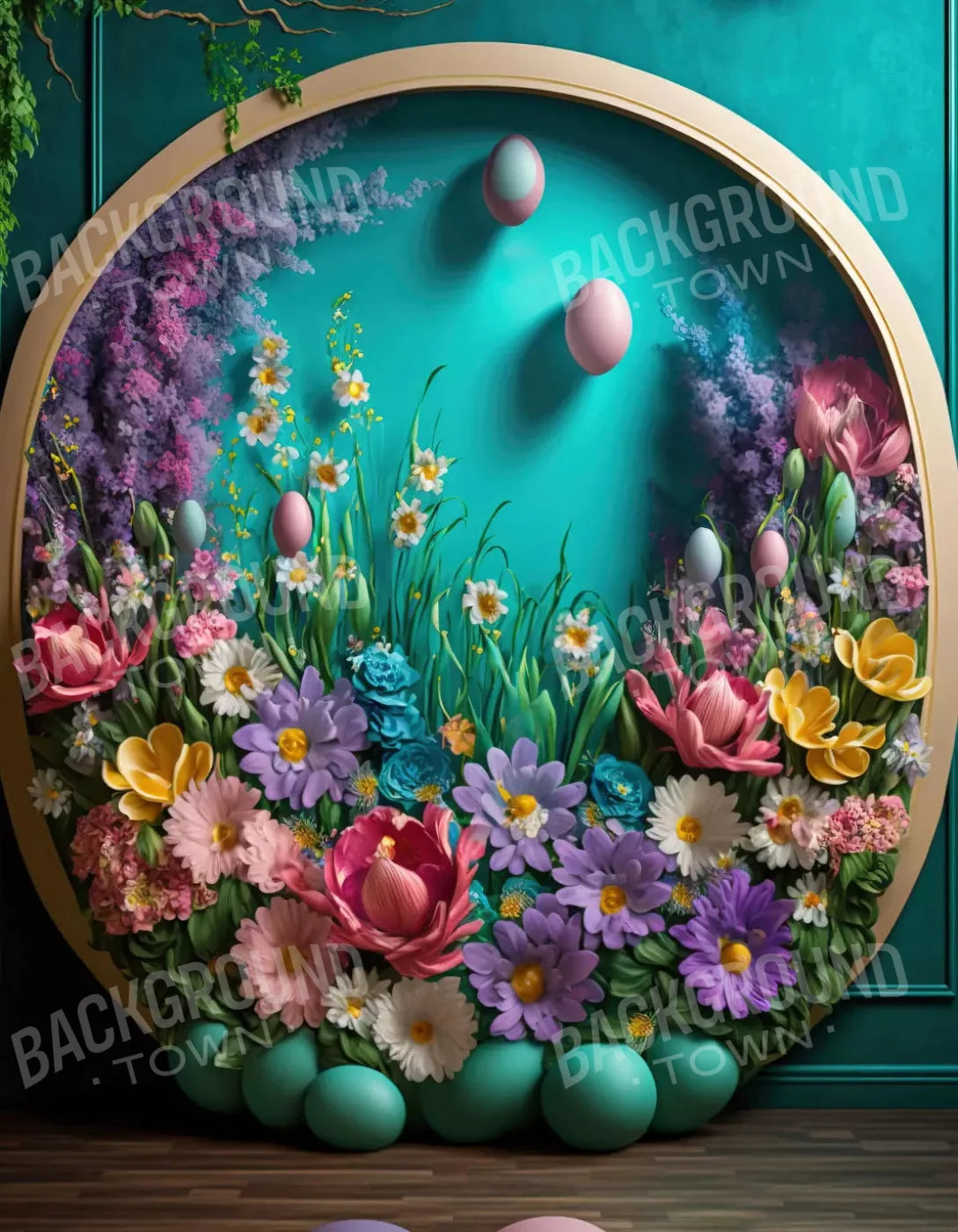 Easter Wreath 2 6X8 Fleece ( 72 X 96 Inch ) Backdrop