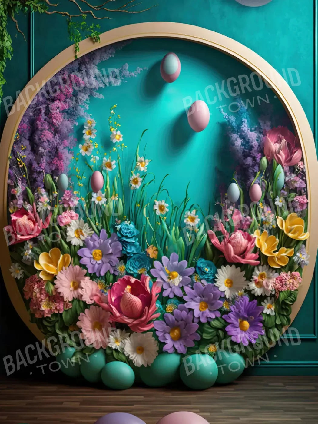 Easter Wreath 2 8X10 Fleece ( 96 X 120 Inch ) Backdrop