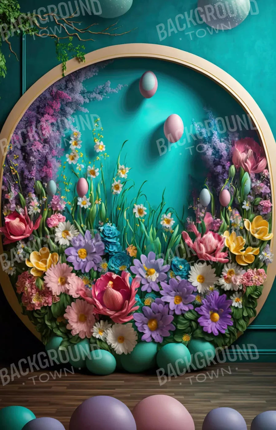 Easter Wreath 2 8X12 Ultracloth ( 96 X 144 Inch ) Backdrop