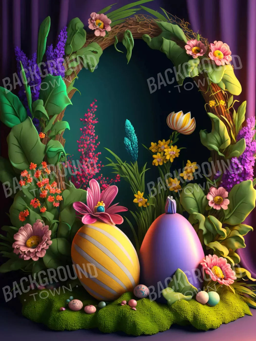 Easter Wreath 5X68 Fleece ( 60 X 80 Inch ) Backdrop