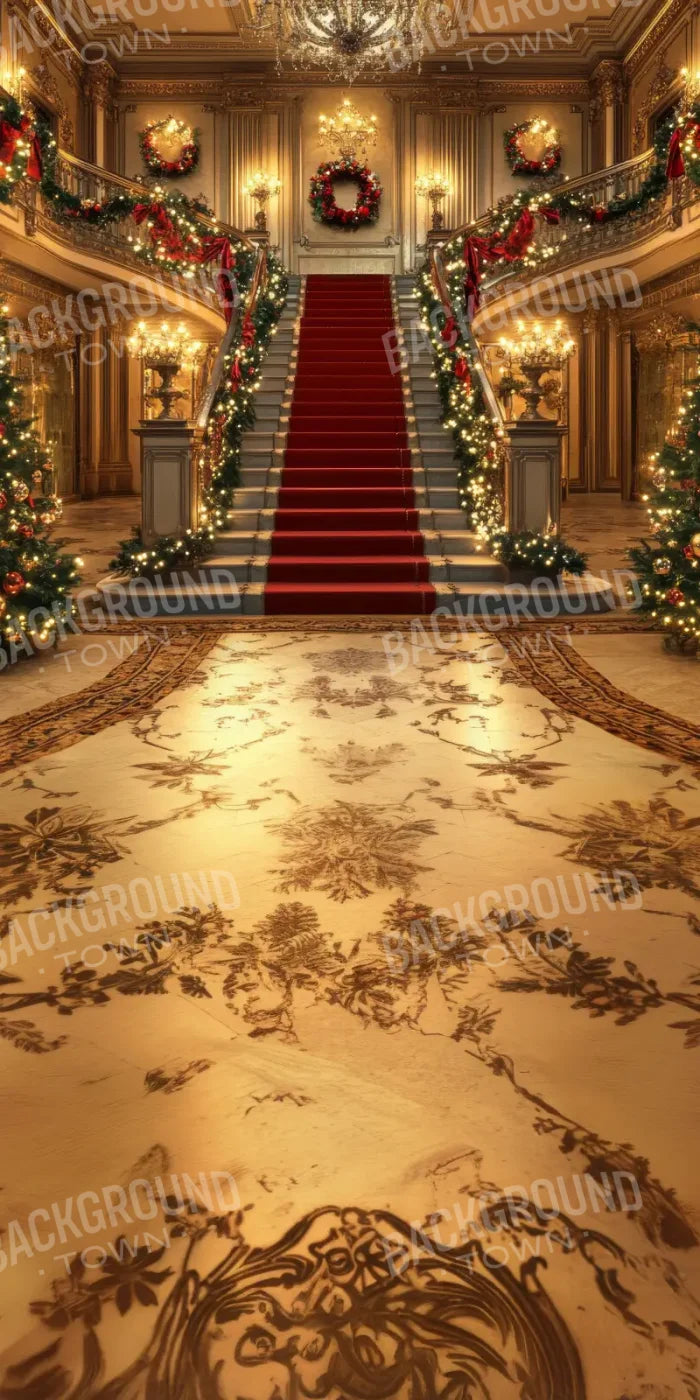 Elegant Grand Staircase Christmas Sweep 8’x16’ UltraCloth (96 x 192 inch) Backdrop