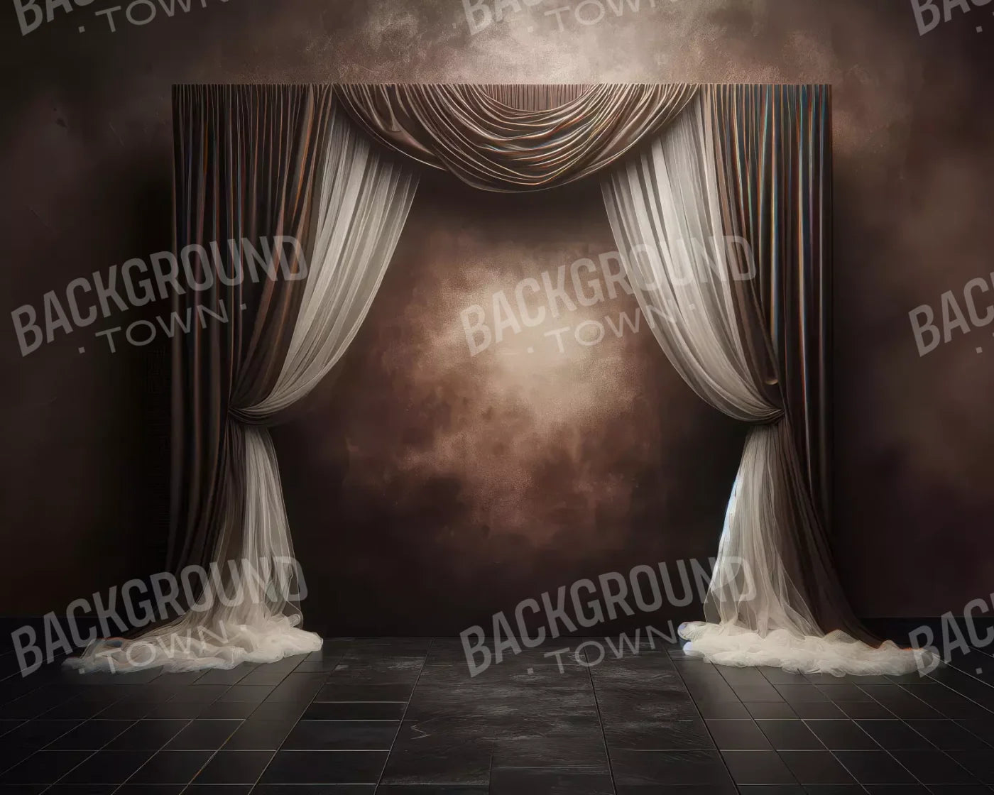 Elegant Montey Brown Curtain 10’X8’ Fleece (120 X 96 Inch) Backdrop