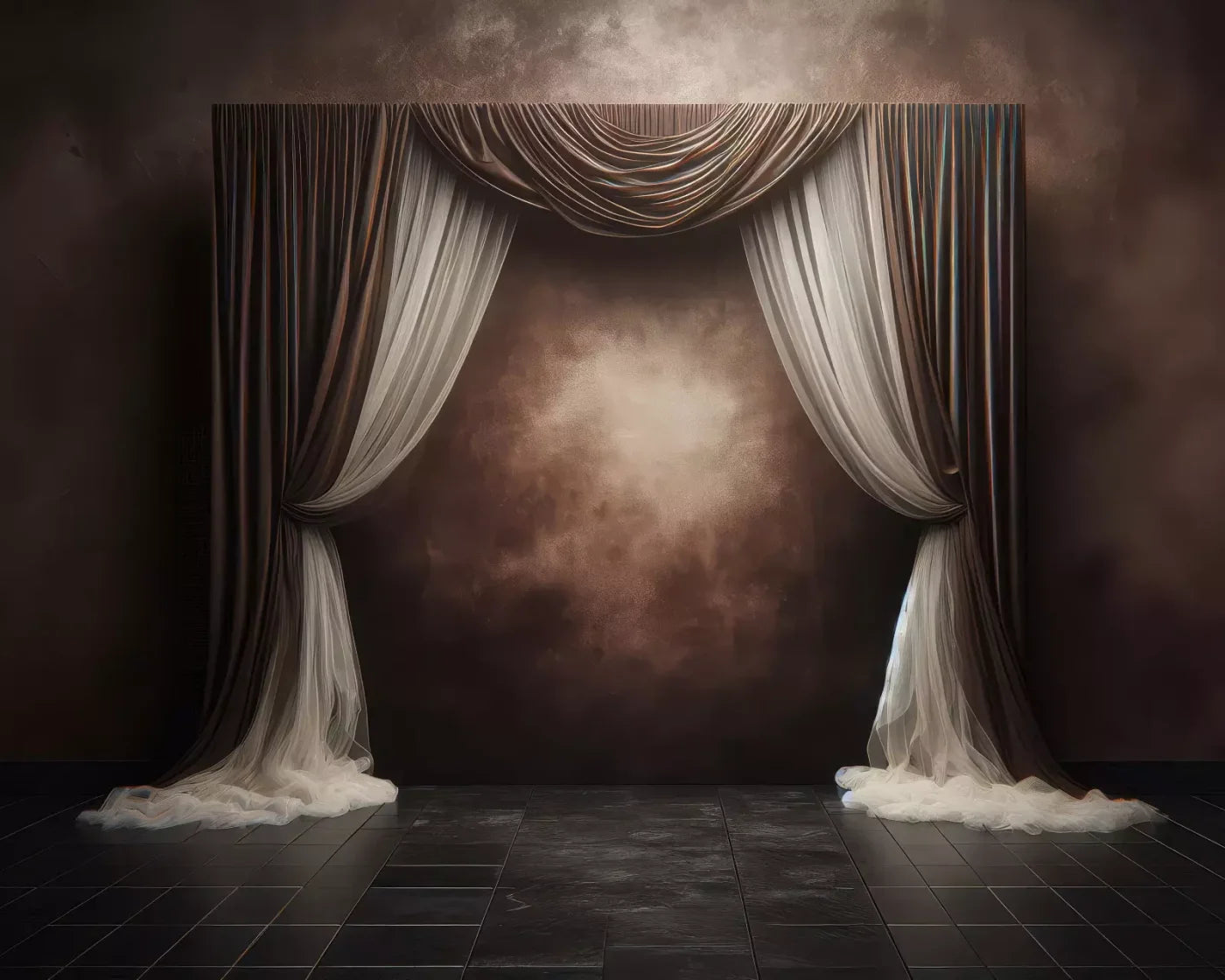 Elegant Montey Brown Curtain 10’X8’ Fleece (120 X 96 Inch) Backdrop